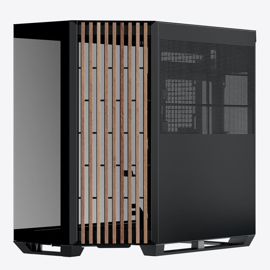 Gabinete APNX V1, ATX - Negro con Panel Madera