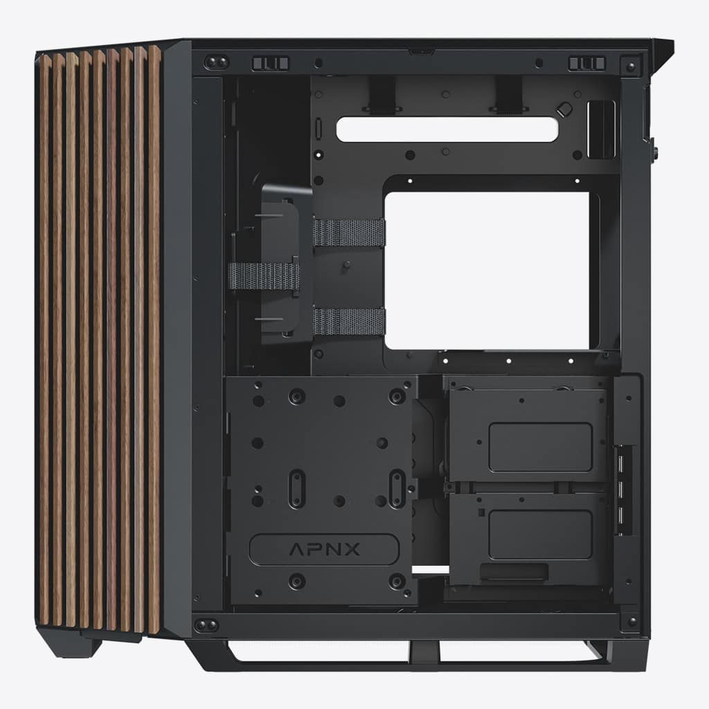 Gabinete APNX V1, ATX - Negro con Panel Madera