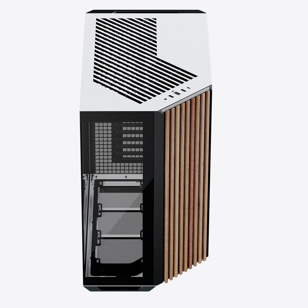 Gabinete APNX V1, ATX - Blanco/Negro con Panel Madera