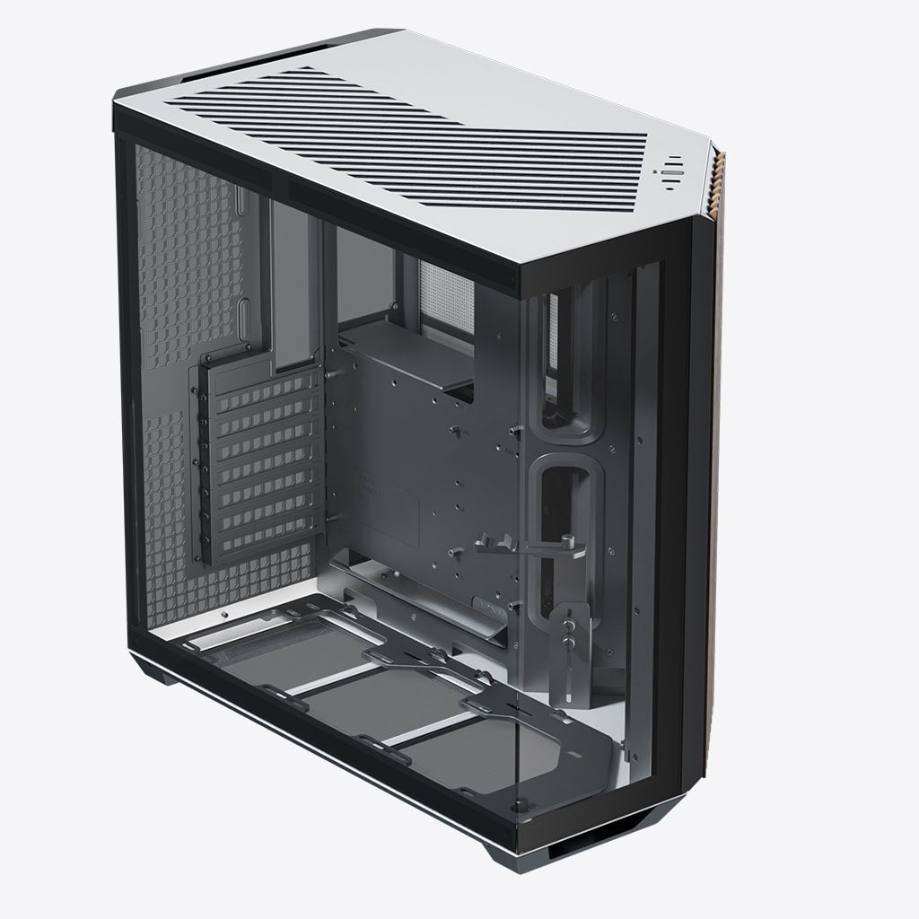 Gabinete APNX V1, ATX - Blanco/Negro con Panel Madera