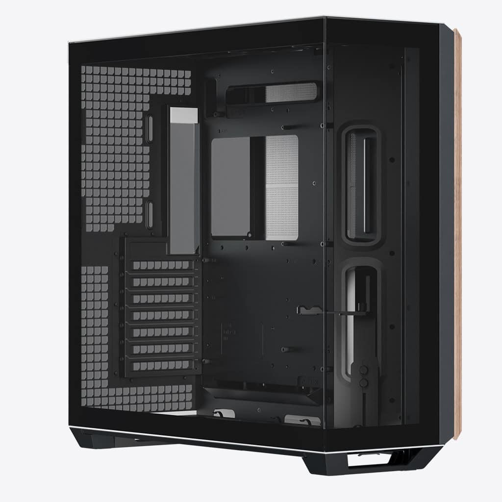 Gabinete APNX V1, ATX - Blanco/Negro con Panel Madera