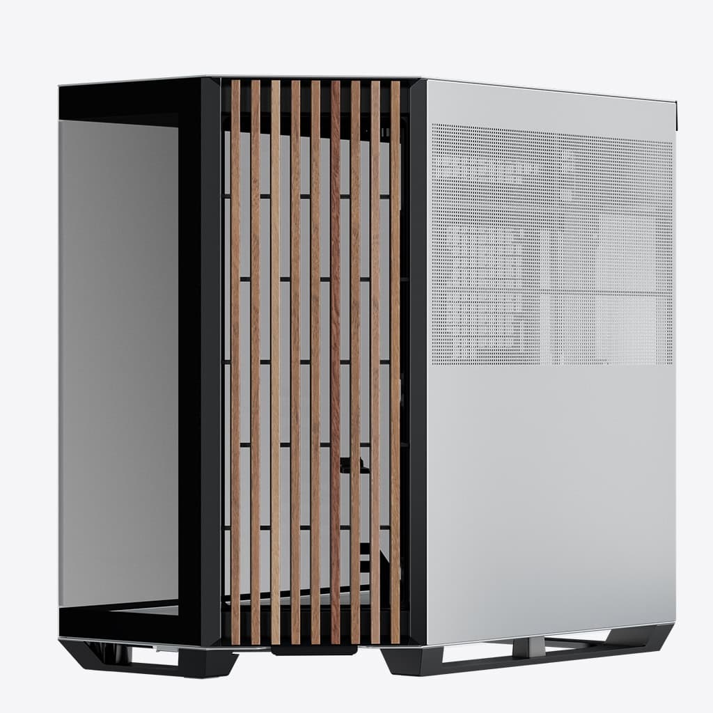 Gabinete APNX V1, ATX - Blanco/Negro con Panel Madera