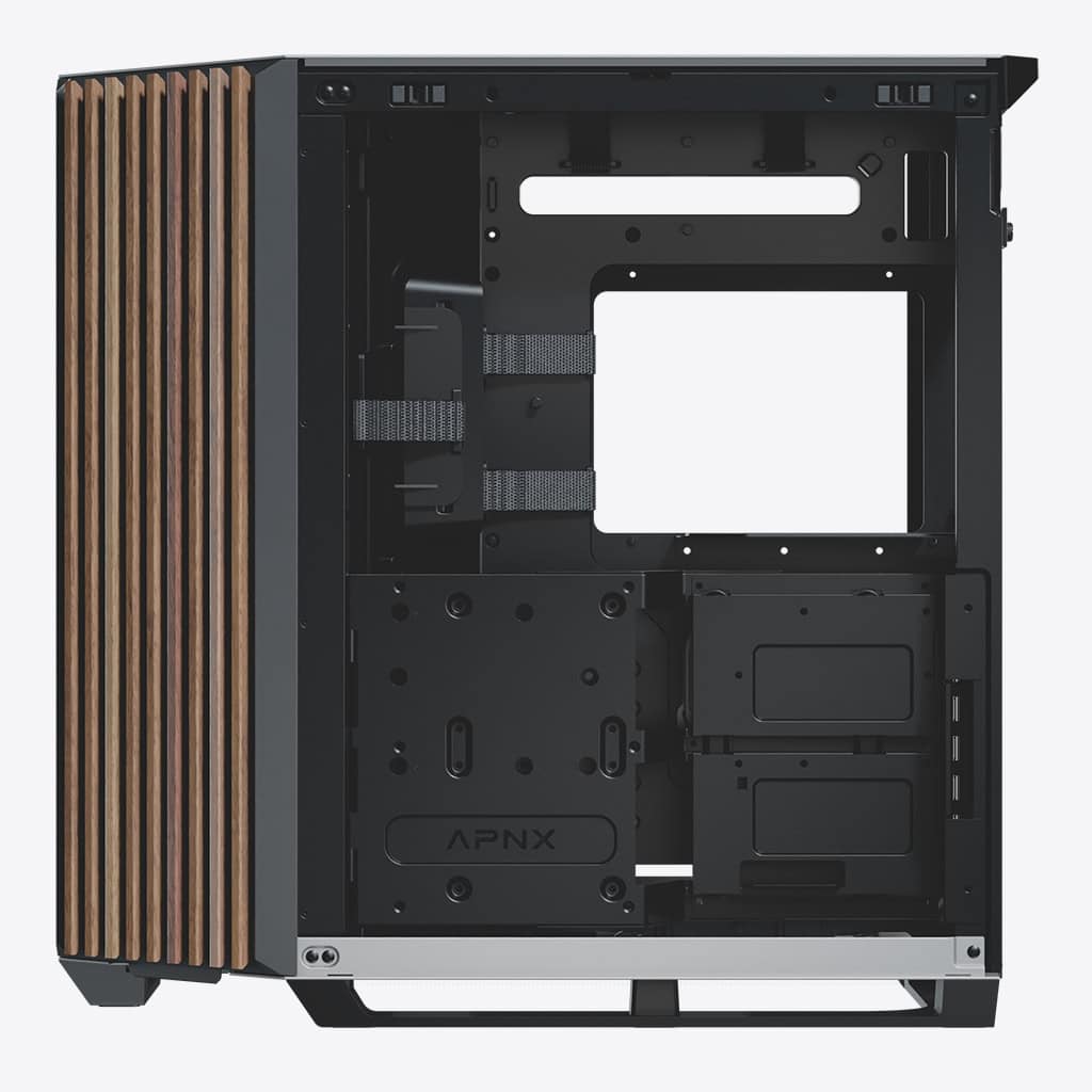 Gabinete APNX V1, ATX - Blanco/Negro con Panel Madera