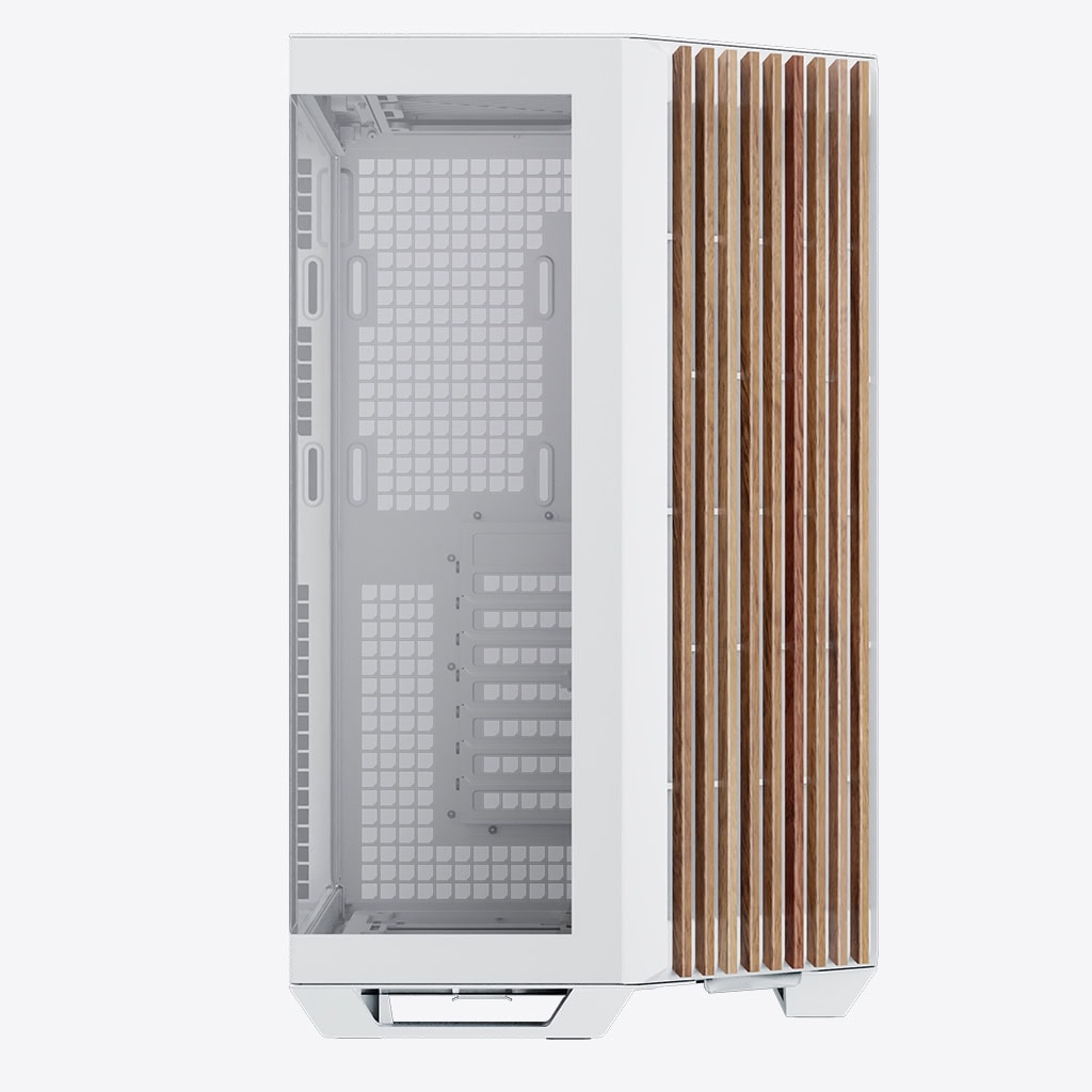 Gabinete APNX V1, ATX - Blanco con Panel Madera