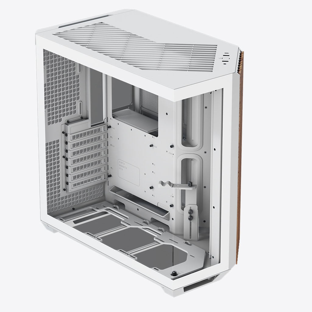 Gabinete APNX V1, ATX - Blanco con Panel Madera