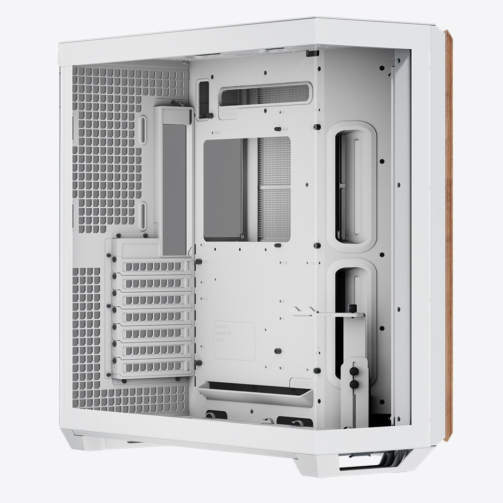 Gabinete APNX V1, ATX - Blanco con Panel Madera