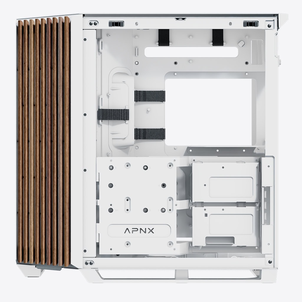 Gabinete APNX V1, ATX - Blanco con Panel Madera