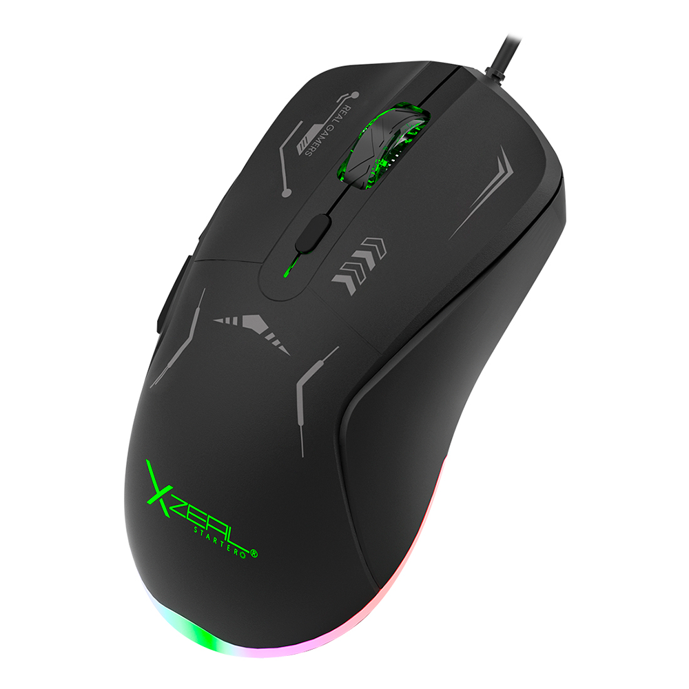 Mouse XZEAL XST-401, 6 Botones, RGB, 7200DPI, Negro.