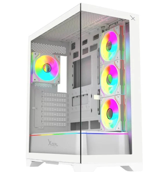Gabinete Xzeal XZ160, Full Torre, E-ATX, Incluye 4 Ventiladores, Blanco.