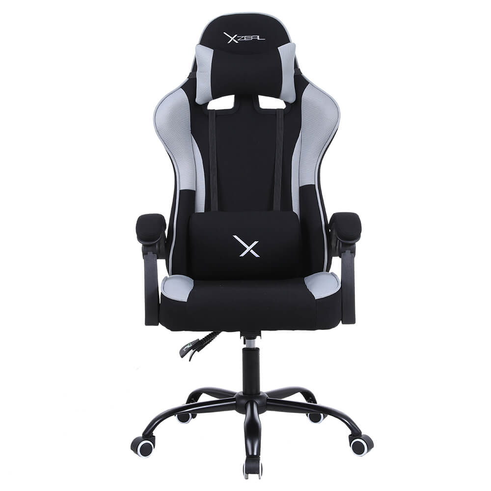 Silla Gamer Xzeal Tela, Reclinable 140°, Brazos Fijos, Hasta 115Kg, Negro/Gris