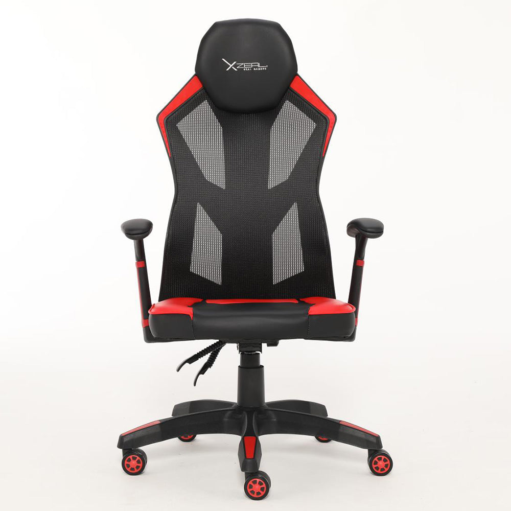 Silla Gamer Xzeal Malla Con Vinil, Reclinable 150°, Hasta 100Kg, Negro/Rojo