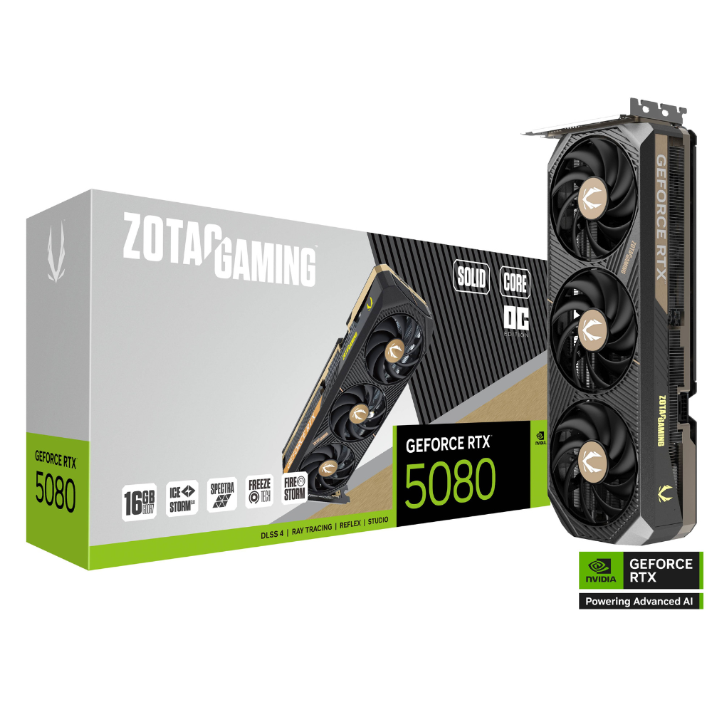 Tarjeta de Video Zotac NVIDIA GeForce RTX 5080 SOLID CORE OC, 16GB 256-bit GDDR7, PCI Express x16 5.0