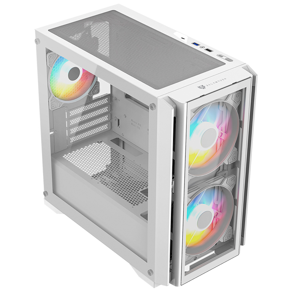 Gabinete Balam Rush Carbono Crystal 4000C - Micro-ATX - Blanco