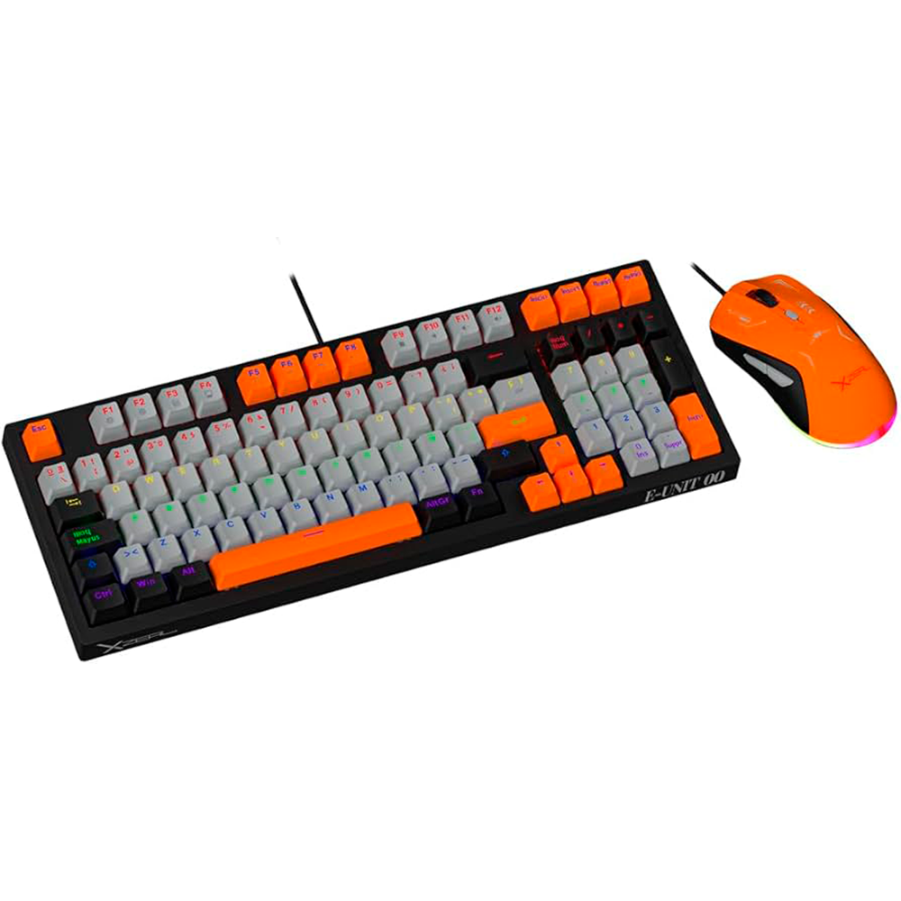 Kit Gamer de Teclado y Mouse Xzeal XZPKT1NG, Alámbrico, USB, Gris/Naranja