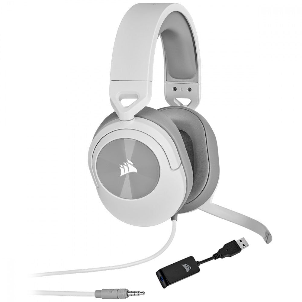 Corsair Audífonos Gamer HS55 SURROUND 7.1, Alámbrico, 1.8 Metros, 3.5mm/USB- Blanco