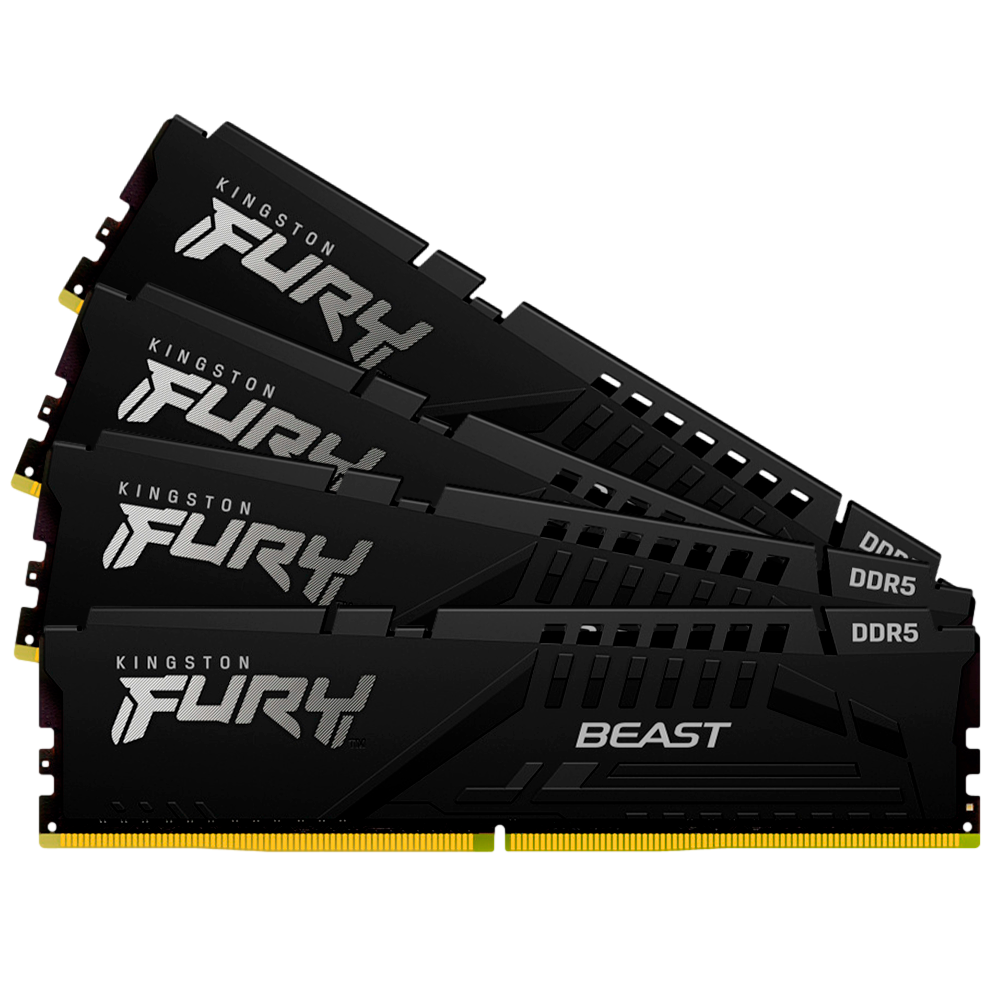 Kit de Memoria RAM DIMM Kingston Fury Beast 128GB 4x32 GB DDR5 5600Mts CL40 Negro