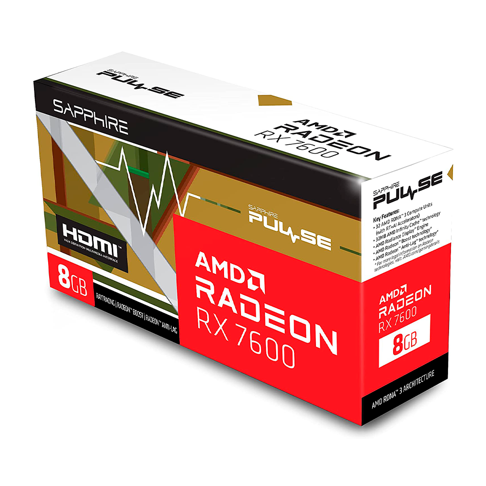 Tarjeta de Video SAPPHIRE AMD RADEON RX 7600 PULSE - 8GB
