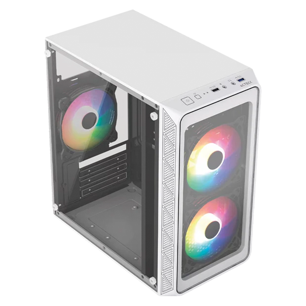 Gabinete Acteck Doom Pro Crystal GI730, Micro ATX,3 Fan RGB, Blanco