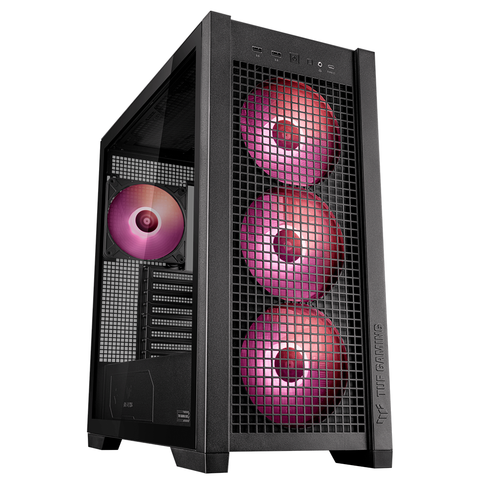 Gabinete ASUS TUF GAMING GT302 ARGB, E-ATX, Incluye 3 Ventiladores, Negro