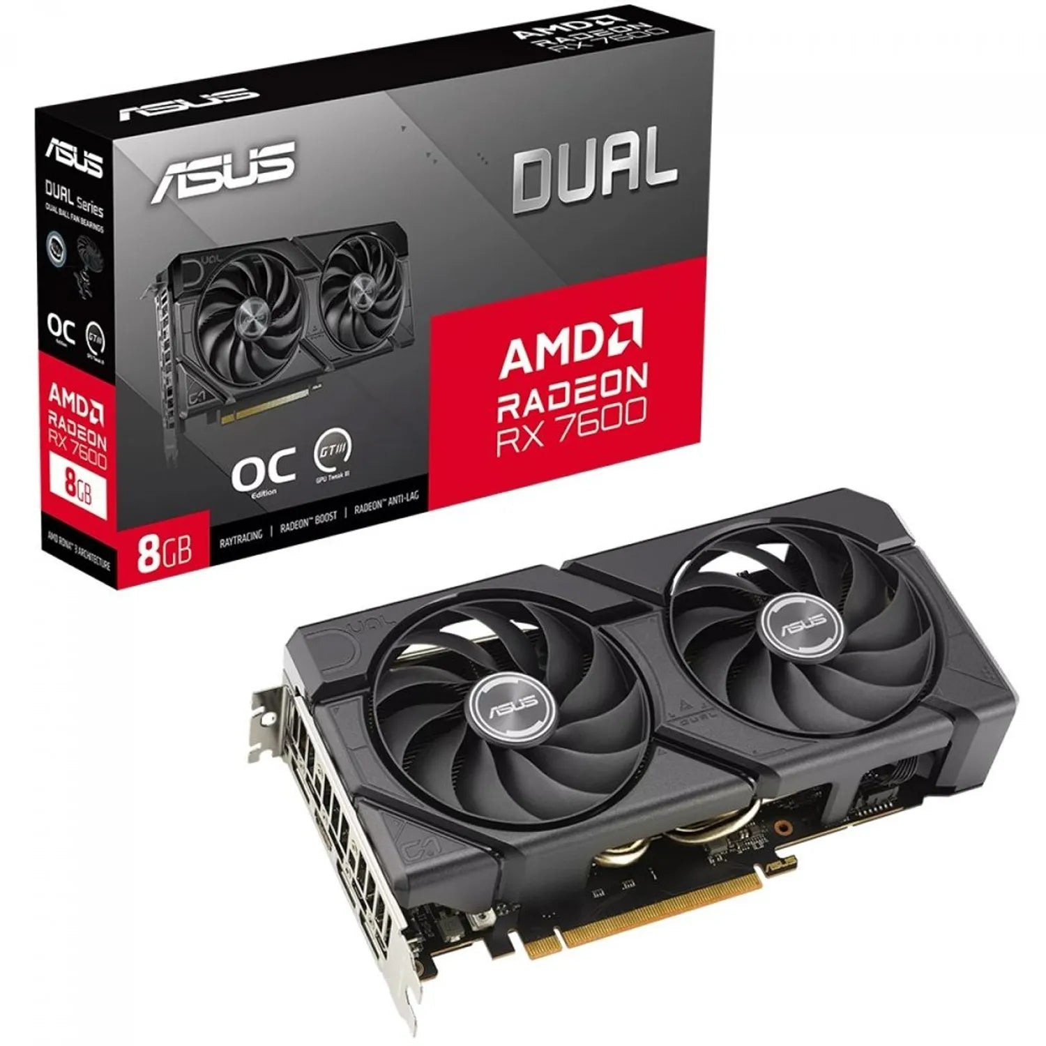 Tarjeta de Video ASUS Dual RX7600 O8G EVO 8GB GDDR6