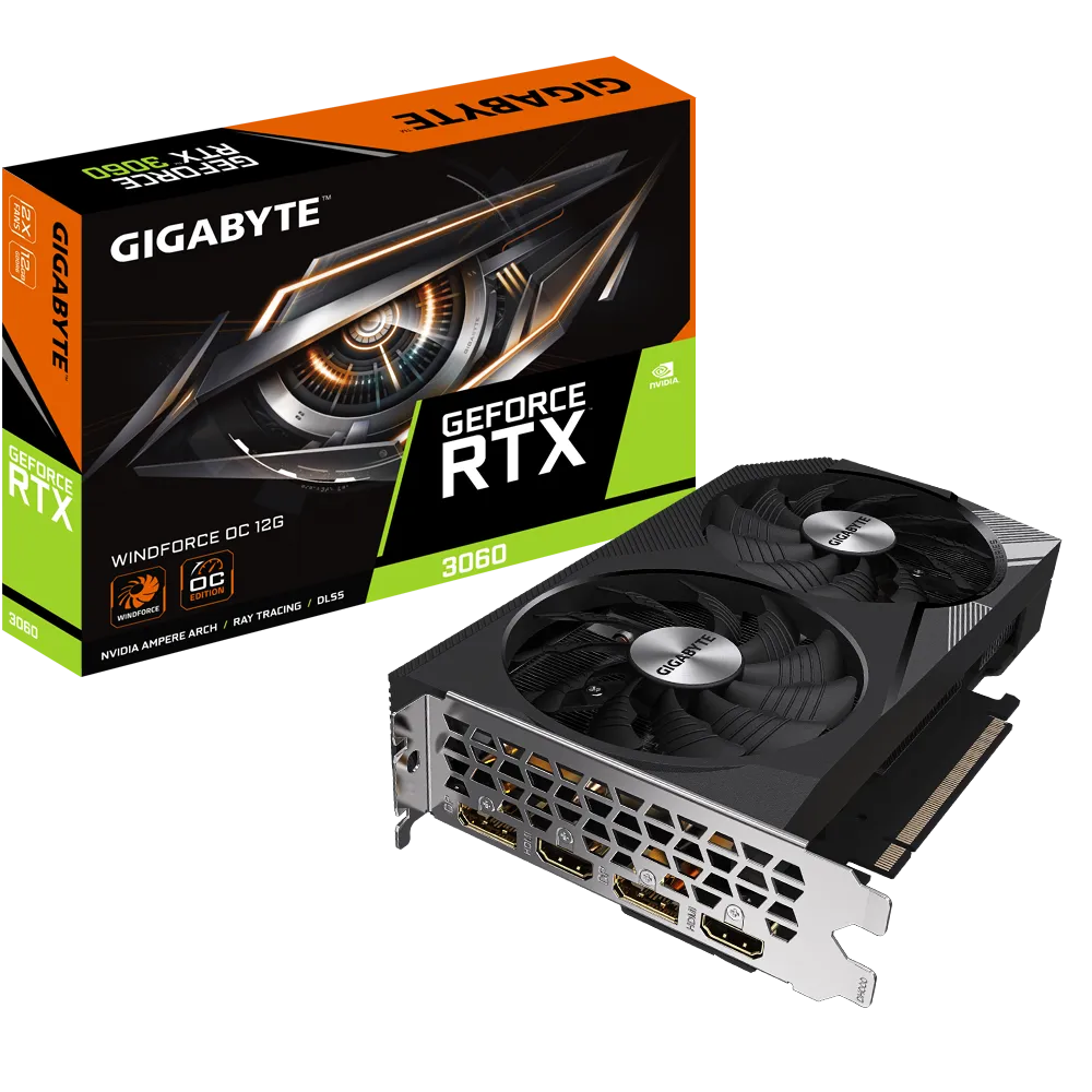 Tarjeta de Vídeo GIGABYTE GeForce RTX 3060 WINDFORCE OC 12GB