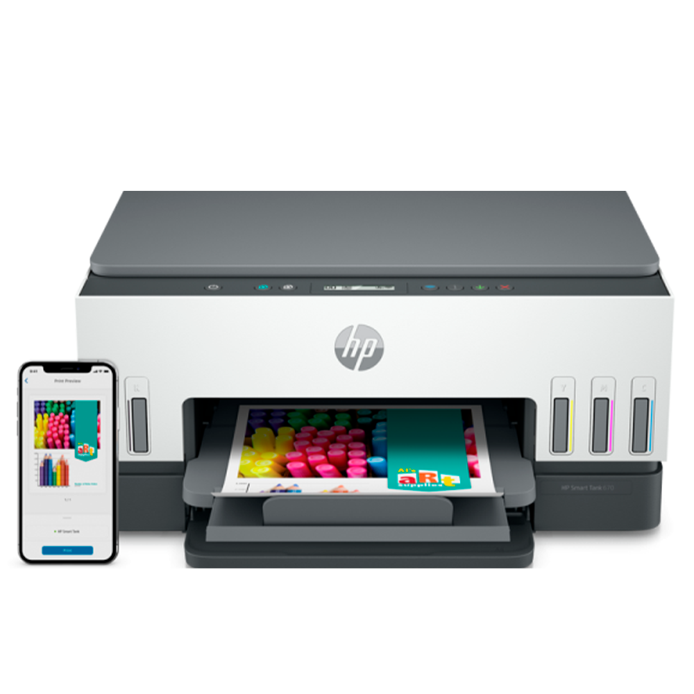 Impresora Multifuncional HP SMART TANK 670 Color, Wi-Fi + Bluethoot LE